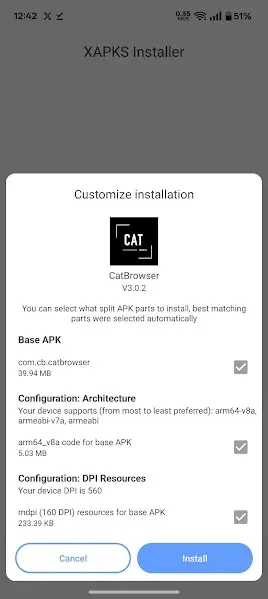 Screenshot of Cat Browser App